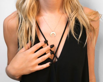 Upside Down Crescent Moon Necklace in Sterling Silver, 14k Gold Filled, 14kt Rose Gold Filled, Perfect Gift