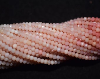 AAA Quality Shaded Peruvian Pink opal Rondelle Faceted 2-2.10 mm, Gemstone Diamond Cut Genuine Peruvian Pink opal Beads Strand 13" Long