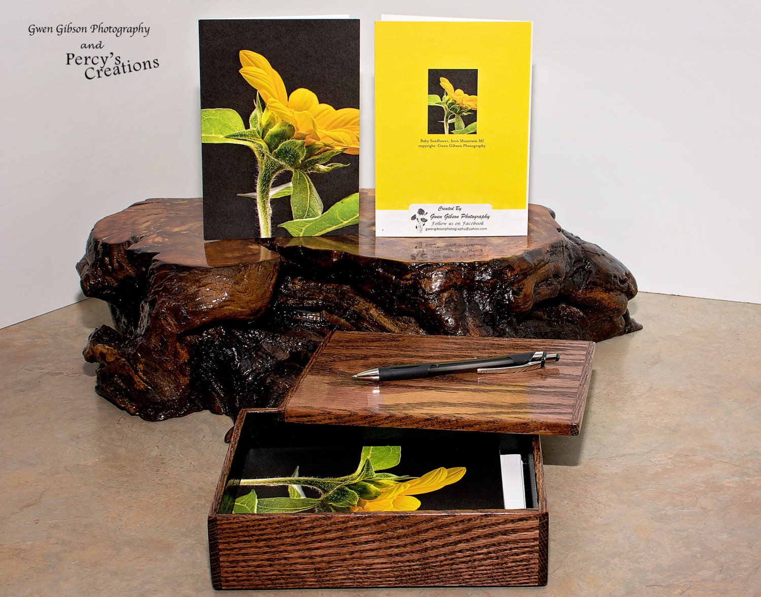 5x7 Greeting Cards Keepsake Box Set Oak by Gwengibsonphotograph