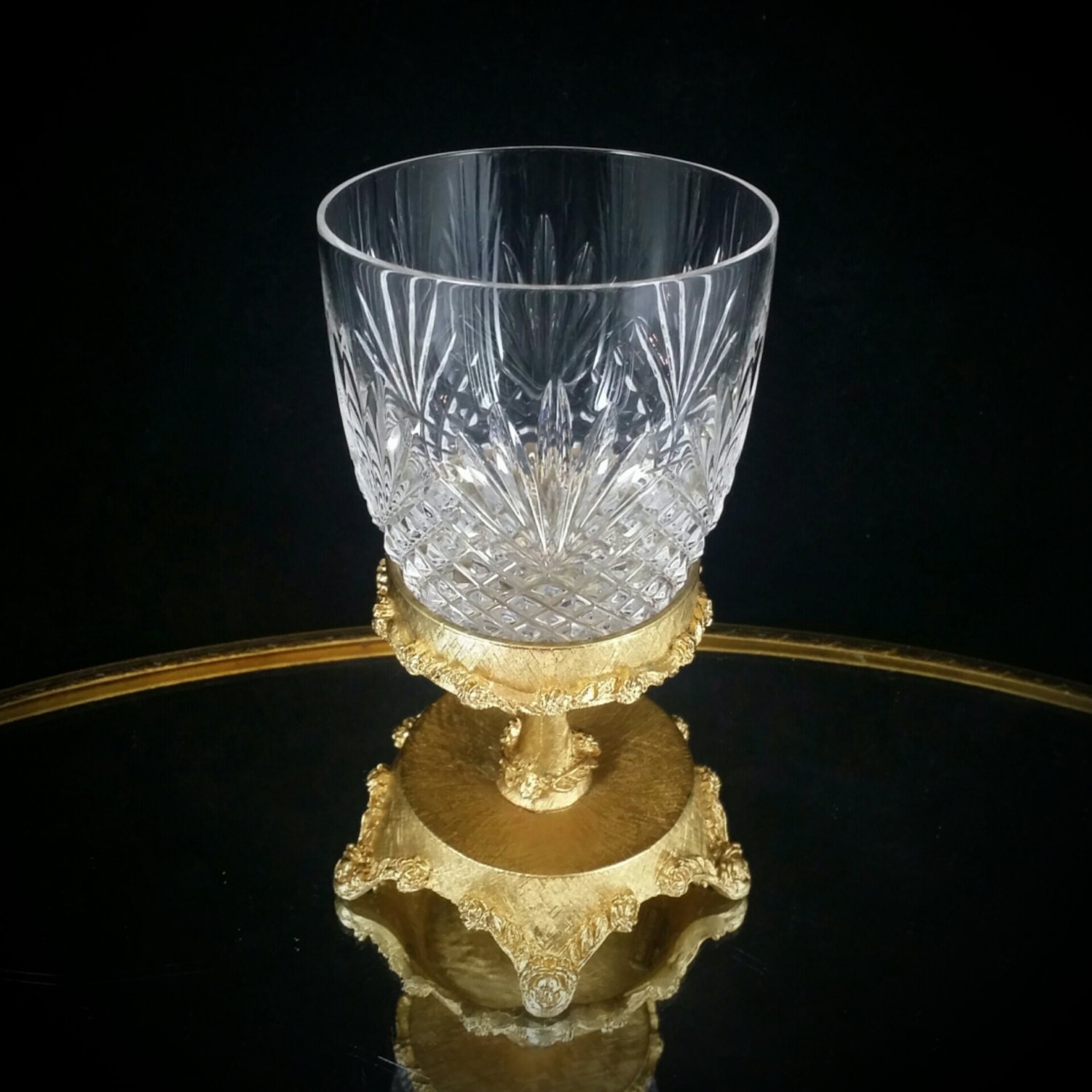 Filigree Tumbler Stand Bath Cup Drinking Glass Hollywood