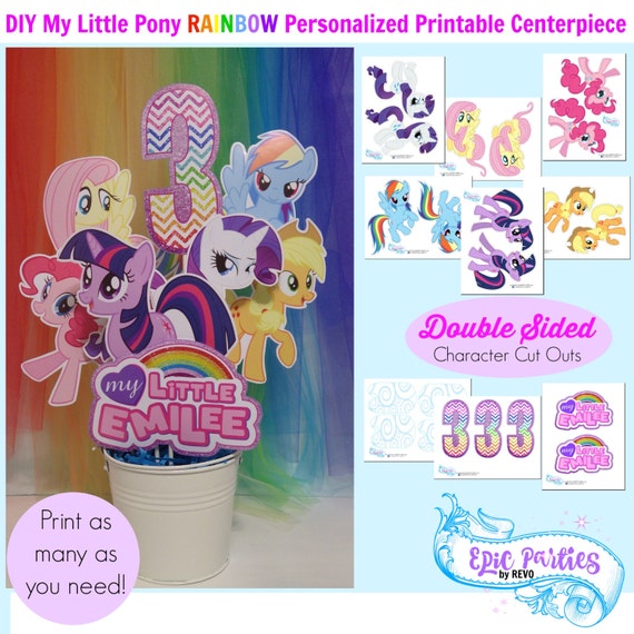 My Little Birthday Printable | Little Pony Personalized Centerpiece ...