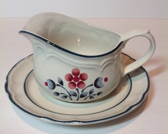 Hearthside Cumberland Brambleberry Gravy Boat With Dish Tray Vintage Stoneware Japan