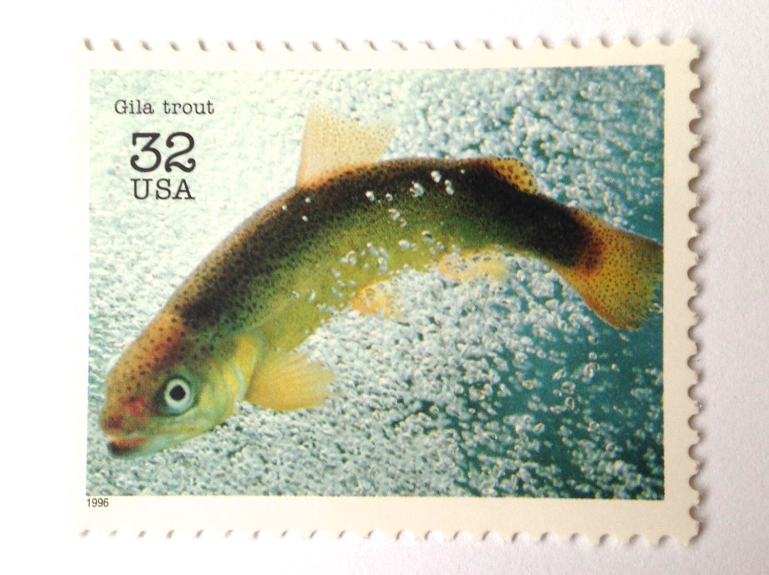 5 Unused Trout Postage Stamps // Gila Trout Fish Stamps // Endangered
