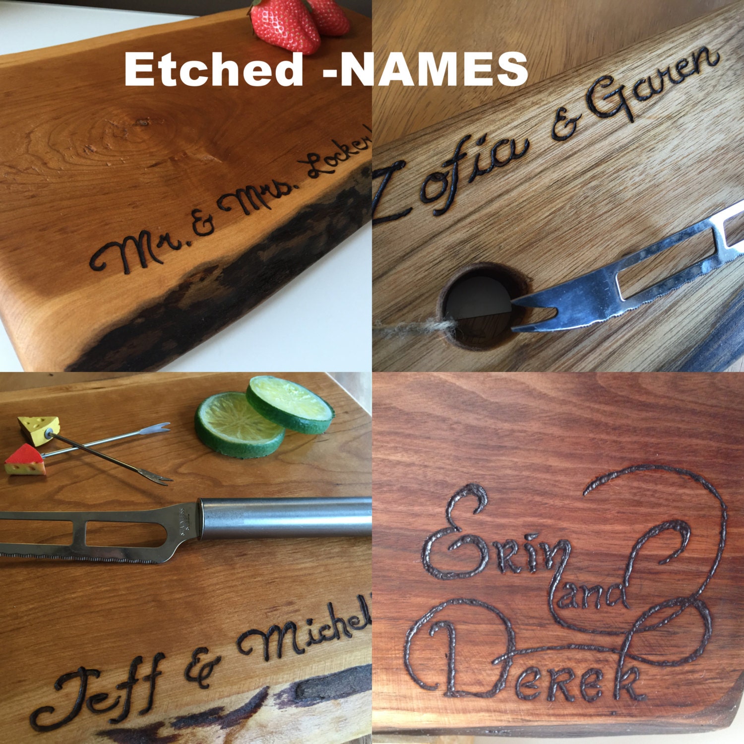 ETCHING Names DateEtched Engraving Personlized Gifts