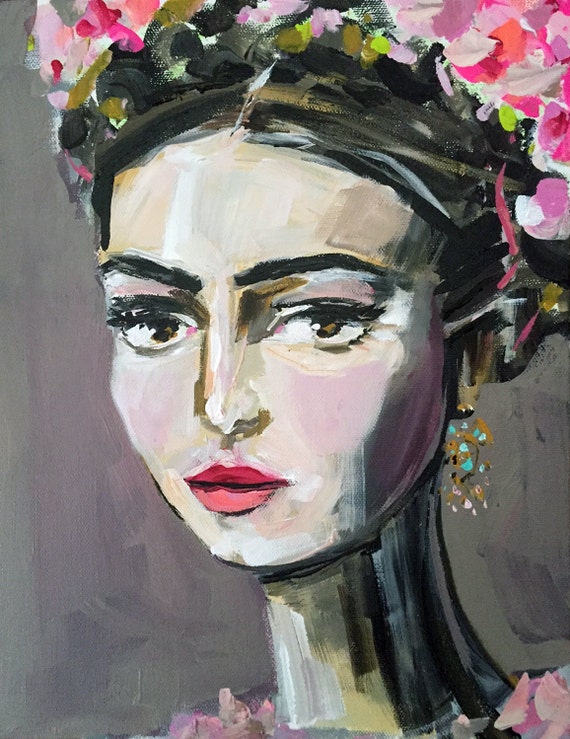 Frida Kahlo Painting on Canvas roses pretty by DevinePaintings