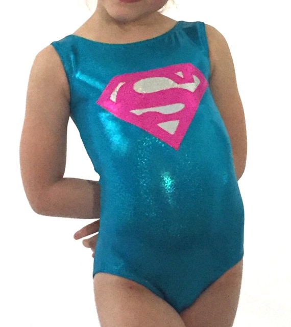 Girls Size 9 Superman Gymnastics Leotard Turquoise