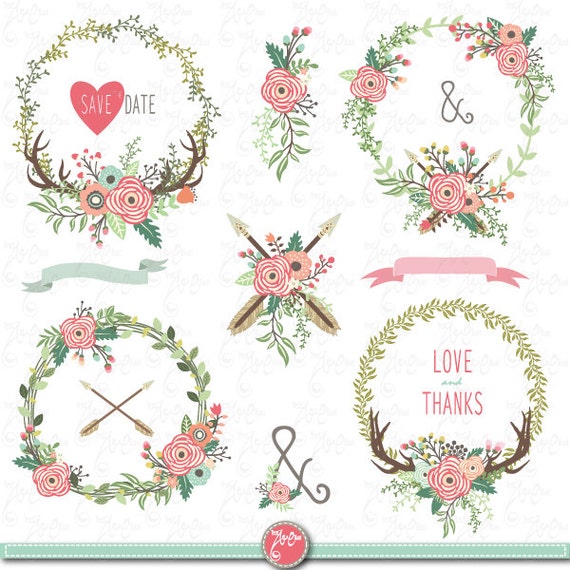 Tribal Floral Wreaths clip art WREATHS