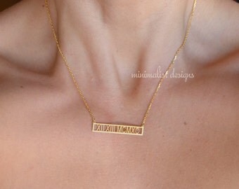 WEDDING DATE necklace,due date necklace,personalized date necklace,custom date,roman numeral date necklace,personalized bar necklace