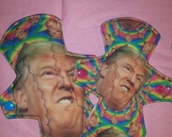 Donald Trump Fabric, Custom Absorbency Pad, Mama Cloth, Fleece Backed, Custom Available, Cloth Menstrual Pad, cloth liner