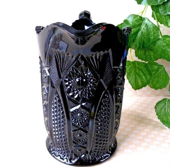 Vintage Large Indiana Glass Black Monarch Tiara Crystal