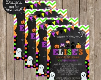 Halloween Birthday Invitation - Halloween Party Invitation - Chalkboard Invitation- Halloween Party - Halloween Birthday - DIY Printable