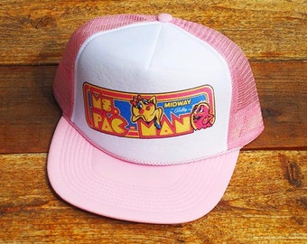 Vintage MS Pac Man Arcade Mesh Snapback Hat