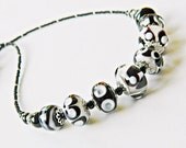 Black White Lampwork necklace Classic glass bead necklace Elegant necklace Handmade glass bead jewelry OOAK Gift for Mum Black White Lampwork necklace Classic glass bead necklace Elegant necklace Handmade glass bead jewelry OOAK Gift for Mum