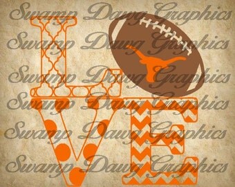 Football svg, longhorn svg, love football svg, silhouette, cricut, digital file, cut file, football cut file, longhorn cut file, vinyl, htv
