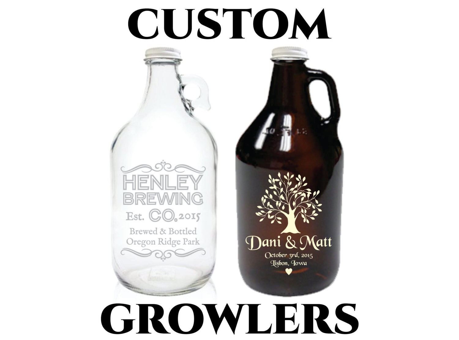 Custom Beer Growler 64oz Personalized Growler by PeerlessCustom