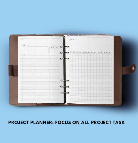 Filofax A5 Project Planner A5 Filofax insert Printable