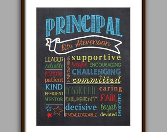 Principal Gift, Principal Chalkboard Printable, Principal Christmas, Digital File 8x10 JPG File
