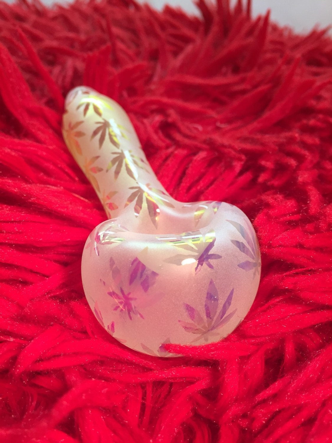 Hand Blown Tobacco Glass Pipe The Oh Silver Leaf Design