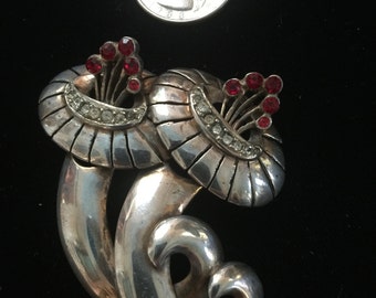 a retro sterling floral brooch circa 1930s Art Deco