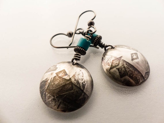 Sterling Silver Turquoise Handmade Dangle Earrings