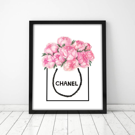 Chanel Bag Peony Poster PRINTABLE FILE Chanel poster by Dantell