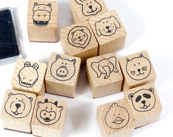 Stamp set stamps animal faces animals
