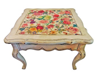 Vanessa, Vintage Coffee Table, White Floral Side Table, Shabby Chic Furniture