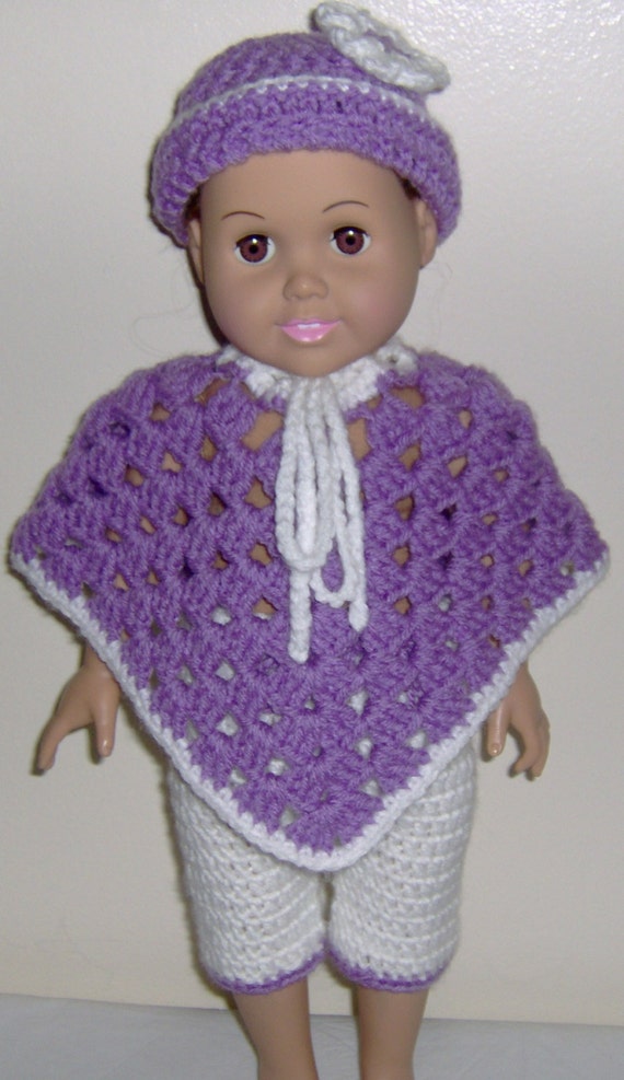Crochet Poncho for American Girl Doll Crochet 3 piece Poncho