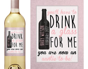 Best Friends Get Promoted - Pregnancy Baby Announcement - Personalized Wine Label - Promoted to Aunt Gift - Custom Wine Labels