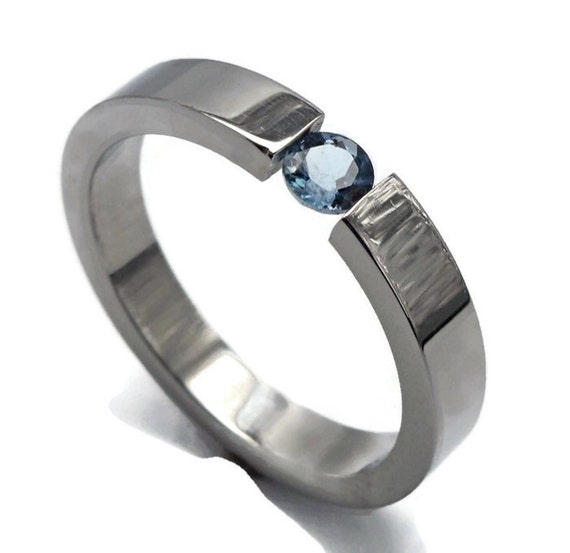 Stainless steel gem set tension ring