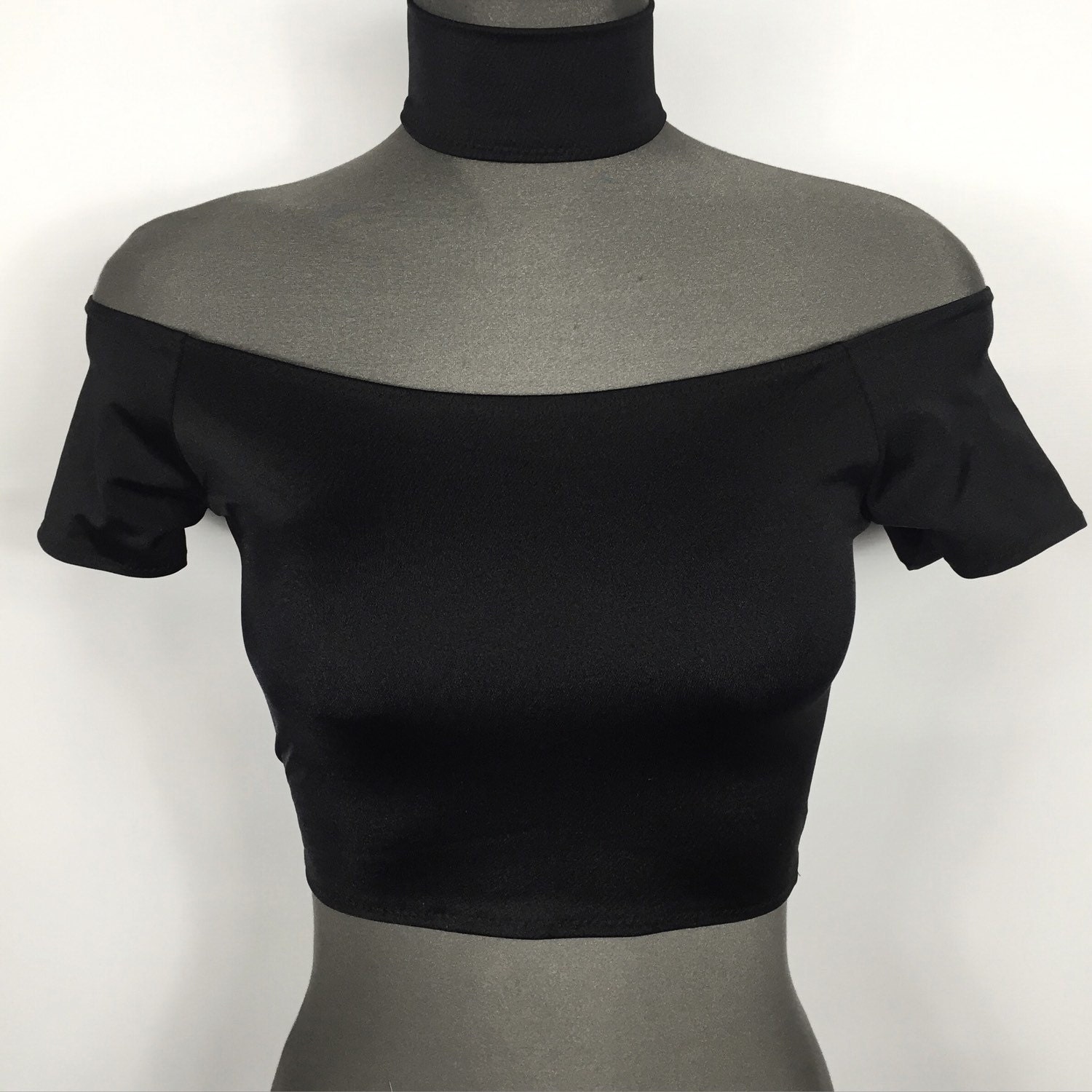 THE GIGI top off the shoulder crop top woth high neck