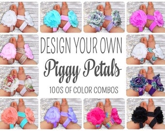 Baby Barefoot Sandals, Design Your Own Piggy Petals, 100's of Color Combos, Baby Accessories, Newborn Shoes, Baby Shoes, Toe Blooms
