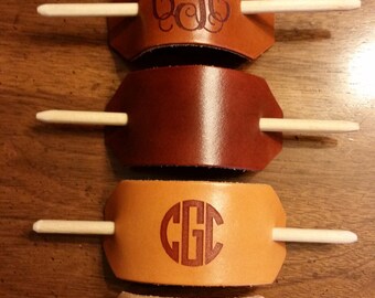 Leather ponytail holder, leather hair clip, bun holder, hair accessories, personalized barrette