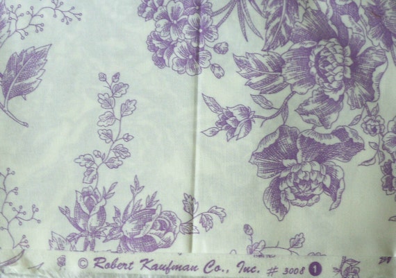 Floral Quilt Fabric Large Scale Purple Lavender Roses on