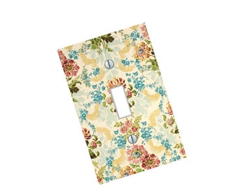 Light Switch Plate damask flowers vintage art living room bedroom kitchen dining family room modern floral art hipster Home Decor USA made