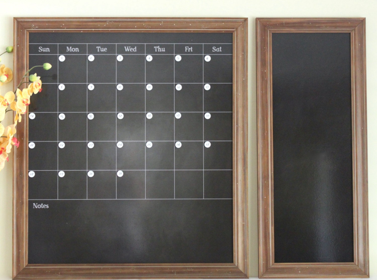 Chalkboard Calendar Framed Chalkboard with notes