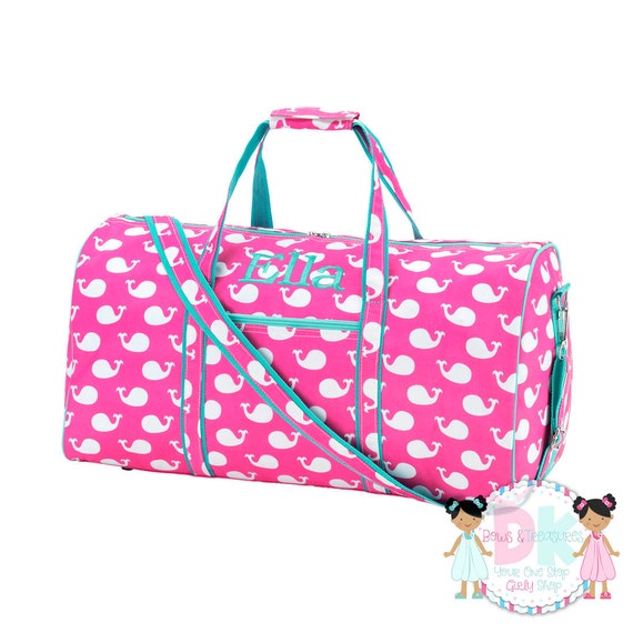 Little Girls Pink Whales Teen Duffle Bag by DKBowsNTreasures
