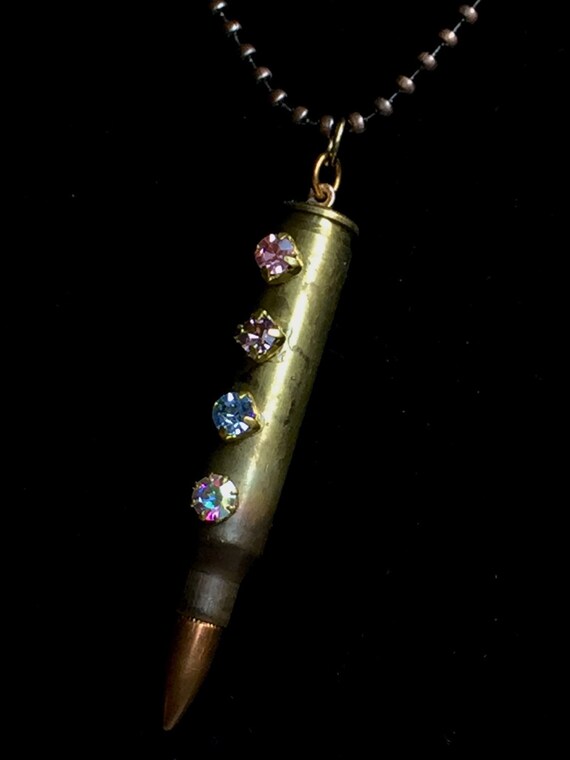 Rhinestone Bullet Charm Necklace