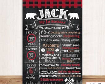 Lumberjack First Birthday Chalkboard Sign Birthday Poster Lumberjack First Birthday Milestone Poster Holiday 1st Birthday Party Cbd0001