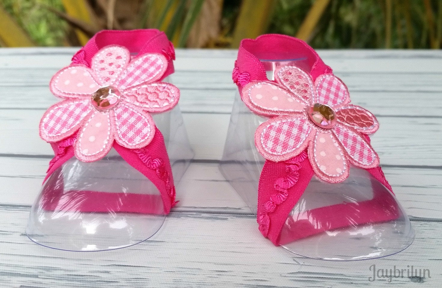 Baby Girl Barefoot Sandals Pink Flower Baby Barefoot Sandals