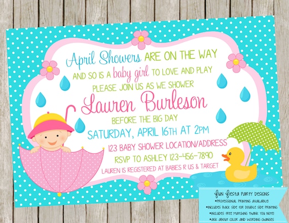 April Showers Baby Shower Invitations 4