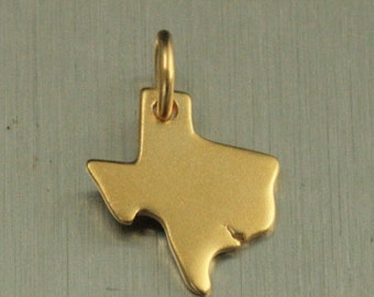 Satin 24K Gold Plated Sterling Silver Texas Charm--Texas Pride--Everything's Bigger in Texas--State Charm--Home State--TX Charm--Texas Love