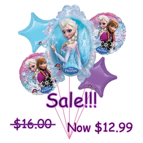 Disney Frozen Elsa and Anna Helium Balloon Bouquet 5 balloons