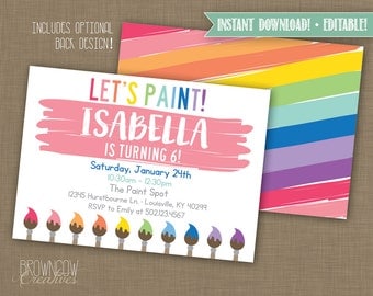 INSTANT DOWNLOAD! Printable // Editable // Painting Party Invitation // Art Party Invitation PDF