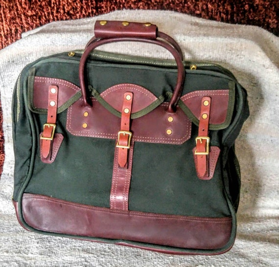 Items similar to Rugged Orvis Overnight Bag Canvas and Leather Carry On