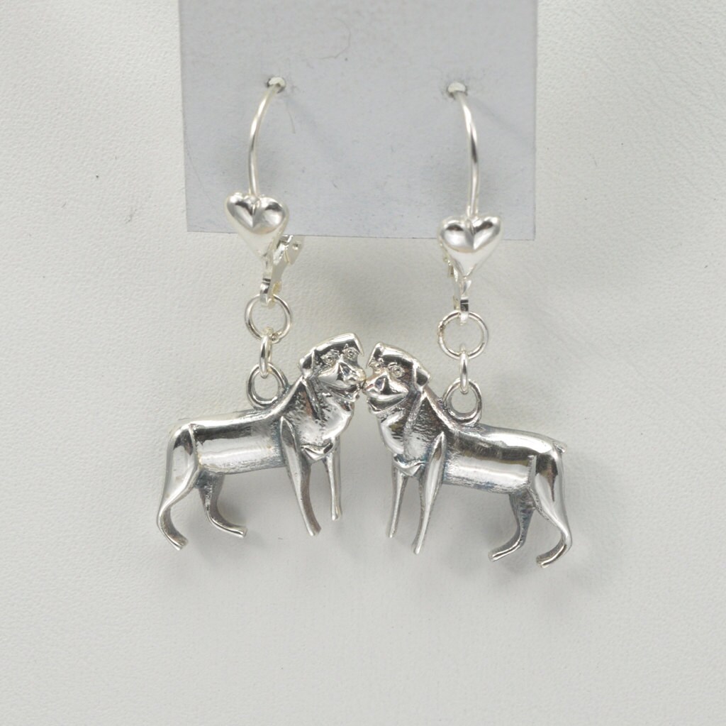 Sterling Silver Rottweiler Earrings by Donna Pizarro from her