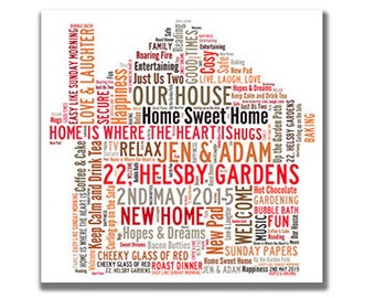 House - personalised word art for new home / family. Digital image.