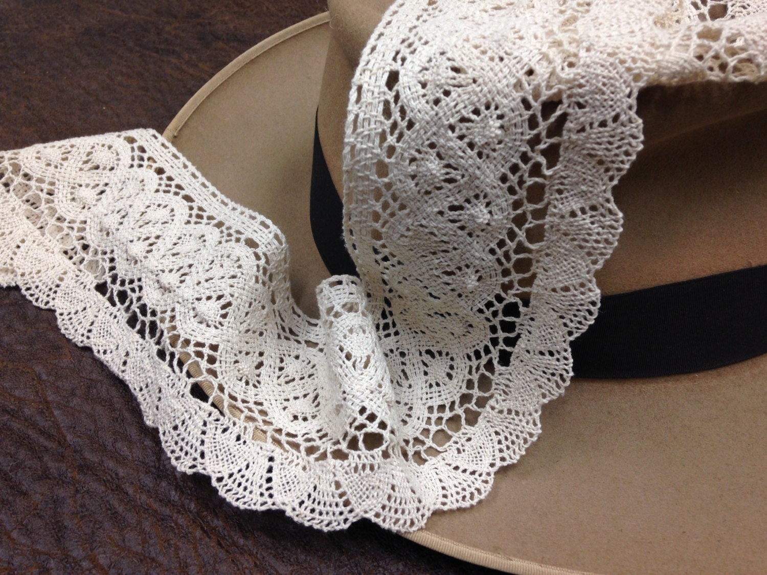 Ivory cotton lace/Scalloped Edge Cotton Trim /3 Inch Crochet Lace