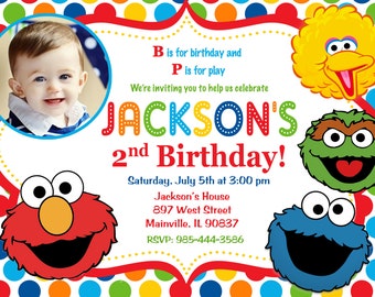 Sesame Street Birthday Party Invitation - Digital or Printed