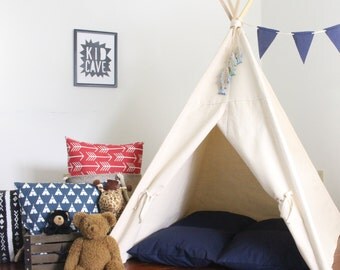 Canvas Play Teepee, Ready To Ship, Can Include Window, Large Kids Teepee Tent, Secret Hiding Place, Playhouse, Tee Pee